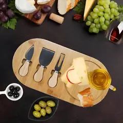 GENERICO - Tabla De Bambú Para Quesos Con 3 Mini utencilios