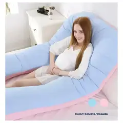GENERICO - Almohada de Embarazo Multifuncional I Color Rosado Celeste I Diseño U