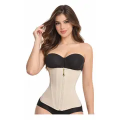 GENERICO - Faja Cinturilla Extreme, EFECTO RELOJ DE ARENA, de 15 Varillas, color Beige, Con Broches Y Cierre