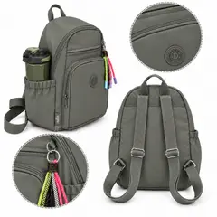 ROHS - Mochila Verde Militar Para Mujer Compacta Con Bolsillos Laterales Y Correas Ajustables