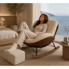 OEM - SILLA SILLON MECEDOR CON REPOSA PIES NORDICO TUMBONA Base Plomo + almohada de obsequio
