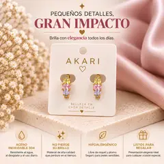 GENERICO - Aretes Dorados Con Cristales Multicolores En Tonos Rosa, Verde y Celeste