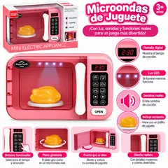 GENERICO - Microondas de Juguete Infantil con Luz LED, Sonidos y Plato Giratorio