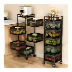 GENERICO - Estante Organizador de Verduras Cuadrado Giratorio de 5 Niveles Ruedas