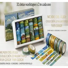 GENERICO - Set De Cintas Washi Tape Temáticas Arte Van Gogh 32 Rollos