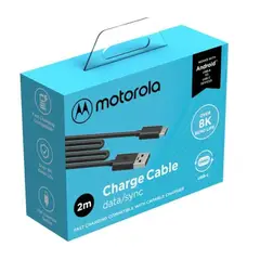 MOTOROLA - CABLE DE CARGA y Datos USB A TO C / 2 METROS / 3 Amp/ 480 Mbps / 8K Bend Life/ Fast C