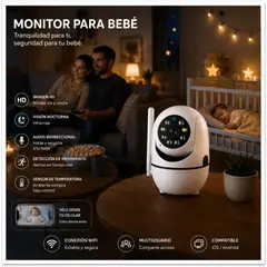 GENERICO - MONITOR PARA BEBÉ WIFI HD CÁMARA VIGILABEBÉS CON VISIÓN NOCTURNA Y AUDIO BIDIRECCION