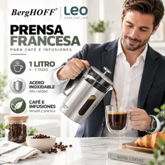 Berghoff - Prensa Francesa 1L para Café e Infusiones Leo – Acero Inoxidable
