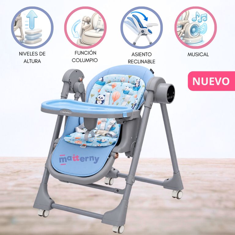 Silla de Comer Columpio Eléctrica «BALANZE» Ligth Blue