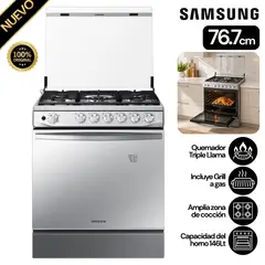 SAMSUNG - Cocina a Gas, 5 hornillas Mirror Look NX52T7322PS