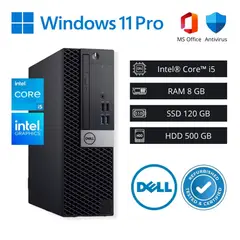 Dell - Computadora PC Optiplex Intel Core i5 7ª Gen 3,80 GHz 8GB RAM 120GB SSD 500GB HDD - Refurbished