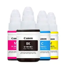 CANON - PACK DE TINTAS PARA IMPRESORA MARCA GI-190 COLOR Negro, Cian, Magenta, Amarillo