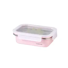 Lock & Lock - Envase  Hermético  Acero  Inoxidable  Rectangular  600  ml  Rosado