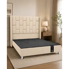 BARAKA HOME - CAMA TAPIZADA MILAN + BASE DE CAMA KOLPA 2 PLZ - BEIGE CLARO