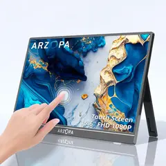 ARZOPA - A1T Monitor Portátil Touch 15.6" FHD IPS 1080P – Pantalla Táctil de 10 Puntos