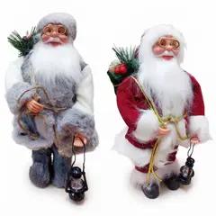 GENERICO - 2 Muñecos decorativos Papa Noel navideño de 30cm