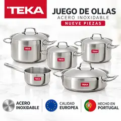 Teka - Ollas 9 Piezas en Acero Inoxidable – Set Completo de Cocina