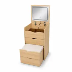 GENERICO - Tocador Compacto con Espejo Abatible, Luz LED y Almacenamiento Integrado SZ03