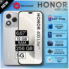 HONOR - Celular 400 Lite 5G 12GB RAM 256GB 6.67" Pulg. Android 15 - Plateado