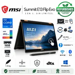 Msi - Laptop SUMMIT E13 FLIP EVO A13MT Core i7-1360P 16GB RAM 1TB 13.4" FHD+ Touch w11 REFURBISHED