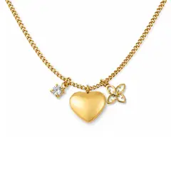 AZZIA JOYERIA - Collar Emblema Dije Corazón Circón Dorado Waterproof - Azzia Joyería