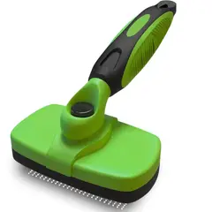 IMPORTADO MC - Cepillo para Perros y Gatos Removedor de Pelo Corto y Largo con Cerdas Retráctiles Color Verde