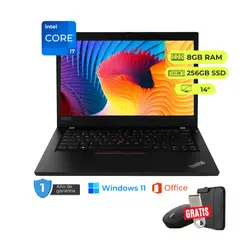 LENOVO - Laptop reacondicionada ThinkPad L490 Core i5 8va 8GB RAM, 256GB SSD, 14" + mouse, funda y USB