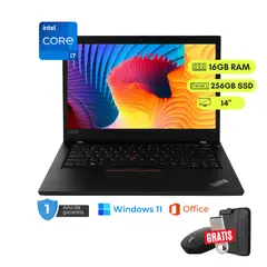 LENOVO - Laptop reacondicionada ThinkPad L490 Core i5-8va 16GB RAM, 256GB SSD, 14"+ mouse, funda y USB