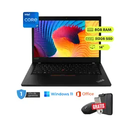 LENOVO - Laptop reacondicionada ThinkPad L490 Core i5-8va 8GB RAM, 512GB SSD, 14" + mouse, funda y USB