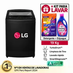 LG - Lavadora Turbodrum 19KG WT19OBVTB Negro + KIT PARA LAVAR