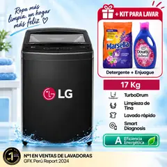 LG - LAVADORA 17KG CARGA SUPERIOR TURBODRUM WT17OBVTB + KIT PARA LAVADO