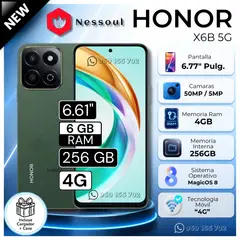 HONOR - Celular X6B 5G 6.77" Pulg. 4GB RAM 256GB MagicOS 8.0 - Verde