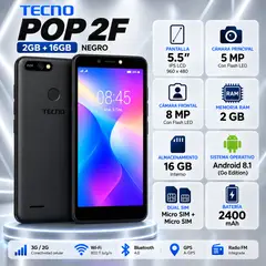 TECNO MOBILE - Celular Tecno POP 2F 16GB 2GB RAM