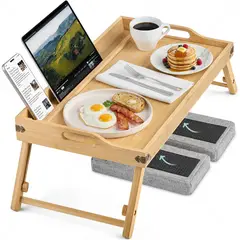 GENERICO - Bandeja de Desayuno en la Cama ASHIVITY | Material de Bambú con Patas Plegables y Altura Ajustable