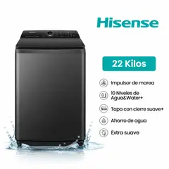 Hisense - Lavadora WT512223DB Carga Superior 22 kg Color Gris Oscuro