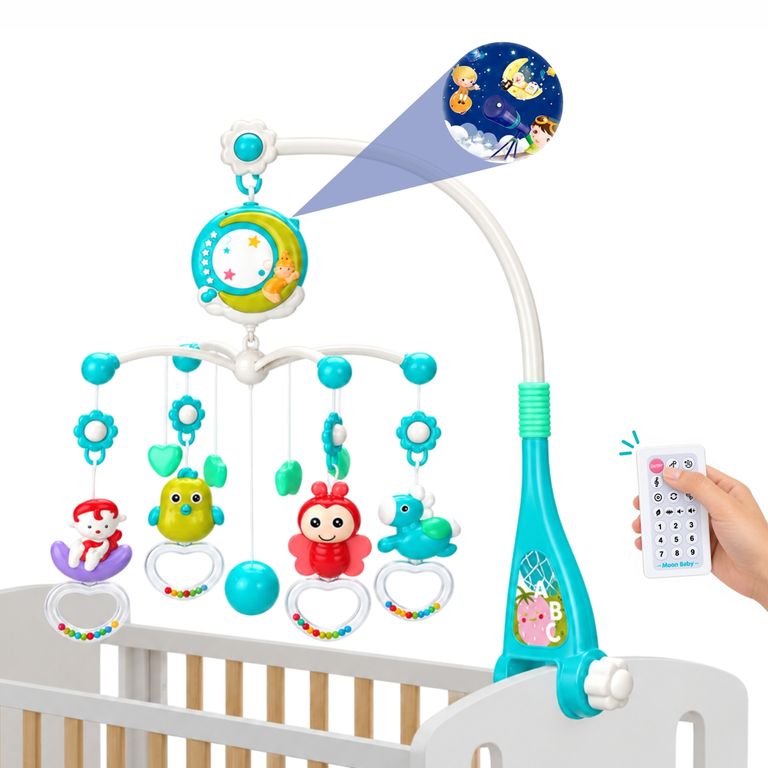 Móvil Musical para Cuna de Bebé con Proyector, Canciones y C
