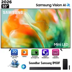 SAMSUNG - Televisor Mini LED 55 pulgadas 4K Ultra HD Tizen UN55M80HAGXPE + Soundbar B450F