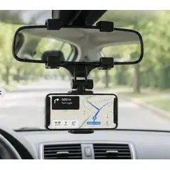 111 - Soporte para automóvil, soporte para teléfono celular, soporte de 360° para espejo retrovisor