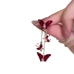 VATYERTY - Pendientes de botón con diseño de mariposa para mujer
Rojo
