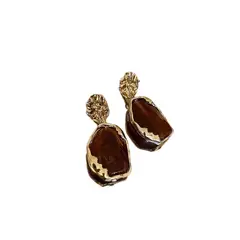 VATYERTY - Pendientes con forma irregular de botón para mujer Rojo