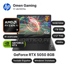 HP - Laptop Omen Gaming 17-db1001la Ryzen AI 7 350 16GB 1TB SSD RTX 505017.3" (CW4E3LA#ABM)