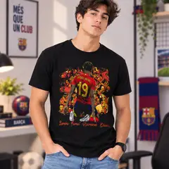 GENERICO - Polo con diseño Lamine Yamal estilo urbano ideal para regalar color negro