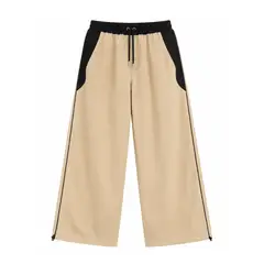 ENKI - PANTALON HOMBRE OVERSIZE BICOLOR TELA NOVA BEIGE CASUAL URBANO MODA STREETWEAR