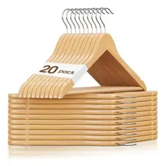 EVERSO - X20 Colgadores De Ropa Madera Perchas Antideslizantes