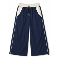 ENKI - PANTALON HOMBRE OVERSIZE BICOLOR TELA NOVA AZUL CASUAL URBANO MODA STREETWEAR