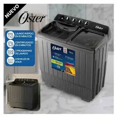 OSTER - Lavadora Semiautomática 18 kg Doble Tina OS-PSAWMX18B – Negra