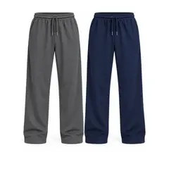 ENKI - PACK X2 PANTALÓN BUZO HOMBRE ALGODÓN FRENCH TERRY GRIS OSCURO Y AZUL MARINO CORTE RECTO