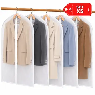INSPIRA MARKET - Set x5 Porta Ternos Fundas Guardapolvo 60 x 100 cm para Ropa