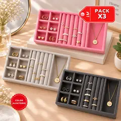 INSPIRA MARKET - Pack x3 Joyero con Compartimentos para Accesorios, Anillos y Pulseras Color Aleatorio