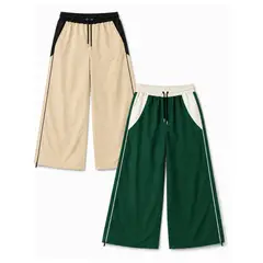 ENKI - 2PACK PANTALON OVERSIZE HOMBRE BICOLOR TELA NOVA BEIGE VERDE STREETWEAR